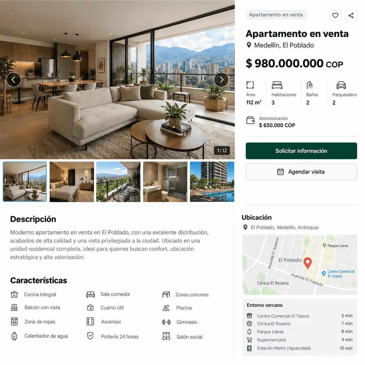 Ejemplo visual de qué debe explicar una ficha inmobiliaria